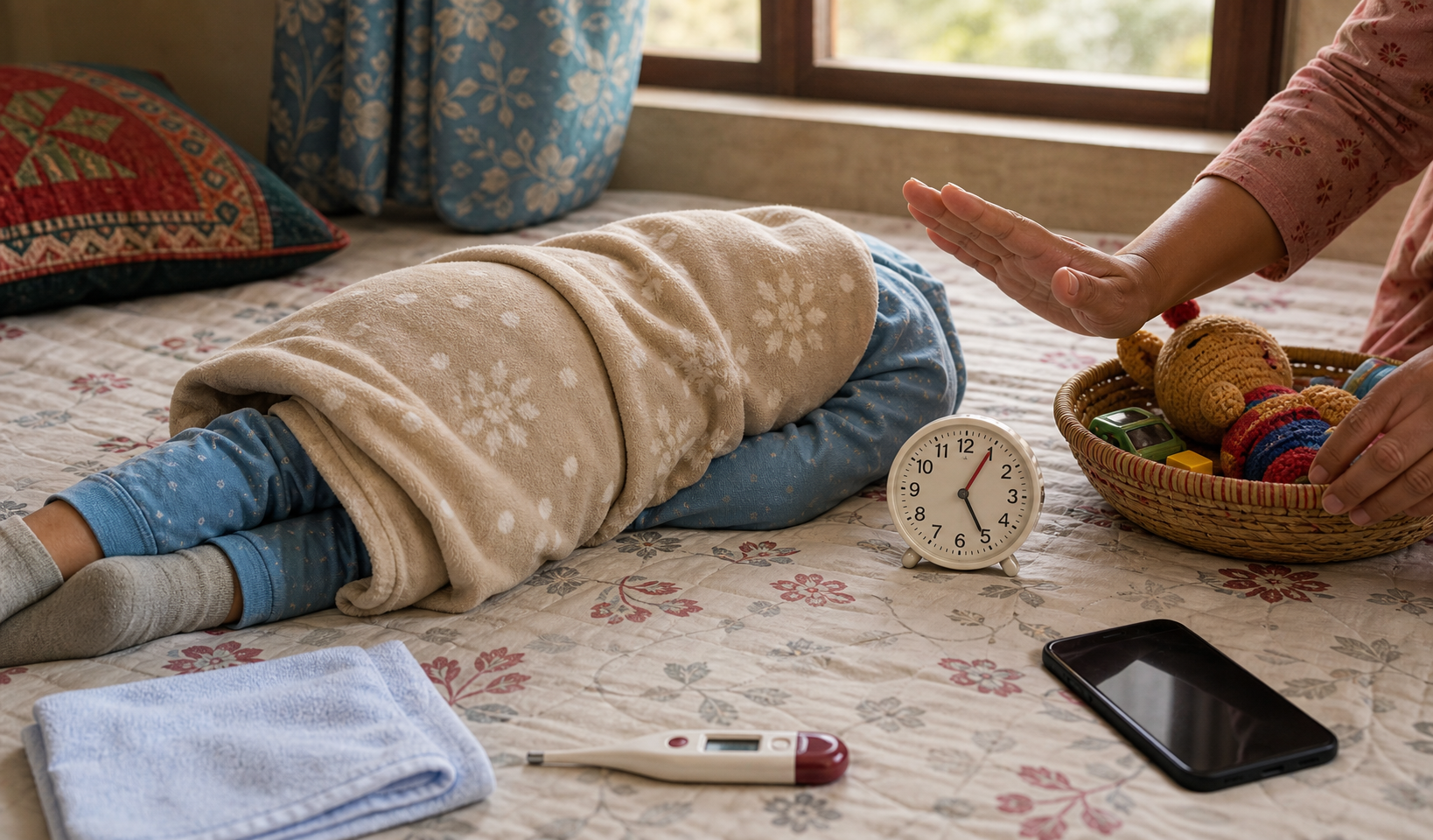 Febrile seizure thumbnail with thermometer timer and safety setup