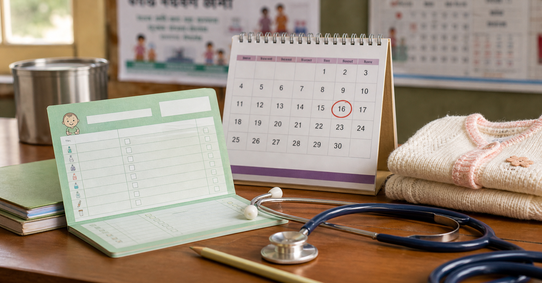 Missed vaccine catch-up thumbnail with immunization card and calendar